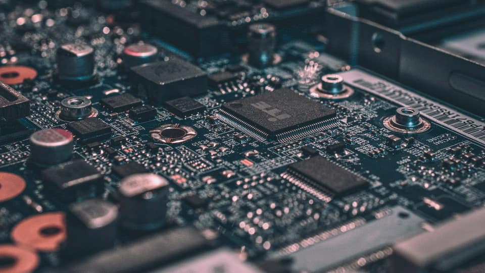 Circuit board hardware in close detail